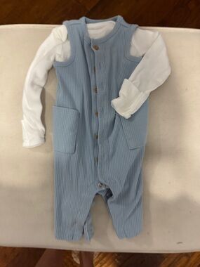 Carter's Light Blue Ribbed Sleeper Set with White Top